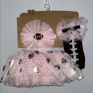 NEW Pink and Brown Matching Football Themed Set with Coordinated Headband